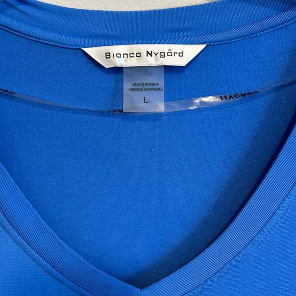 Asymmetrical long tunic by Bianca Nygard, women’s, size L-XL, blue with black - Picture 2 of 7